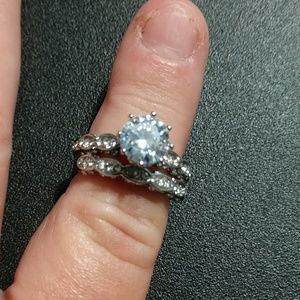 Gorgeous art deco white sapphires wedding ring set